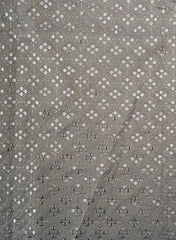 Pure Tissue Grey Color Geometric Pattern Sequins Embroidery Fabric.