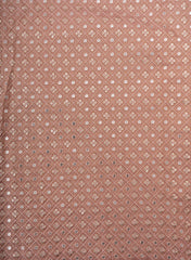 Pure Tissue Peach Color Geometric Pattern Sequins Embroidery Fabric.