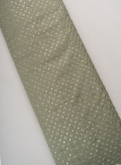 Pure Tissue Pastel Green Color Geometric Pattern Sequins Embroidery Fabric.