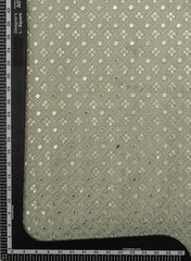 Pure Tissue Pastel Green Color Geometric Pattern Sequins Embroidery Fabric.