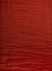 Pure Tissue Dark Red Color Butti Embroidery Fabric.