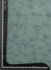 Pure Muslin Sky Blue Color Kalamkari Floral Pattern Embroidery Fabric.