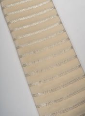 Pure Crepe Cream Color Zigzag Strip Pattern Sequins Embroidery fabric.