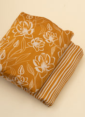 Pure Modal Satin Mustad Color floral Digital Print Fabric.