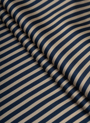 Pure Modal Satin Navy Blue Color Strip Pattern Digital Print Fabric.