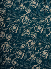 Pure Modal Satin Royal Blue Color floral Digital Print Fabric.