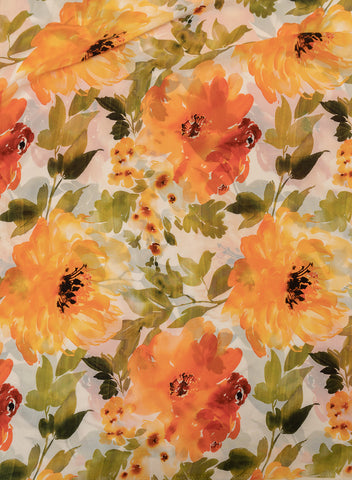 (Pre Cut-1 Meter)  Pure Crepe Multi Color Floral Pattern Hybrid Print Fabric.