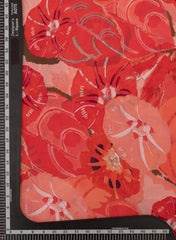 Pure Crepe Shades Of Pink Color Floral Pattern Hybrid Print Fabric.