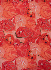 Pure Crepe Shades Of Pink Color Floral Pattern Hybrid Print Fabric.