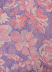 Pure Crepe Lavender Color Floral Pattern Hybrid Print Fabric.