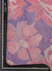 Pure Crepe Lavender Color Floral Pattern Hybrid Print Fabric.