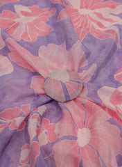 Pure Crepe Lavender Color Floral Pattern Hybrid Print Fabric.