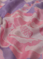 Pure Crepe Lavender Color Floral Pattern Hybrid Print Fabric.