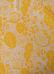 Pure Crepe Off-White And Yellow Color Floral Pattern Hybrid Print Fabric.