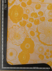 Pure Crepe Off-White And Yellow Color Floral Pattern Hybrid Print Fabric.