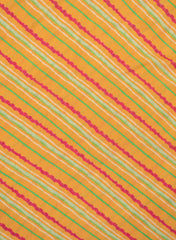 Pure Muslin Tangerine Color Lehriya pattern Digital Print Fabric.