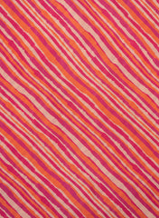 Pure Muslin Orange and Pink  Color Lehriya pattern Digital Print Fabric.