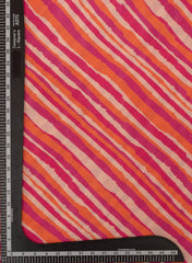 Pure Muslin Orange and Pink  Color Lehriya pattern Digital Print Fabric.