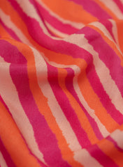 Pure Muslin Orange and Pink  Color Lehriya pattern Digital Print Fabric.