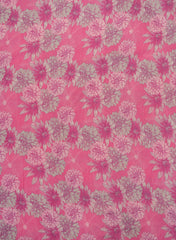 Pure Muslin Flamingo Pink Color Mix And Match Digital Print Fabric.