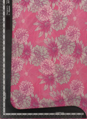 Pure Muslin Flamingo Pink Color Floral Digital Print Fabric.