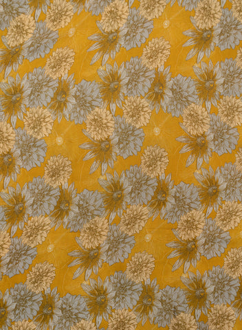 (Pre Cut 1.5-Meter) Pure Muslin Mustad Color Floral Digital Print Fabric.