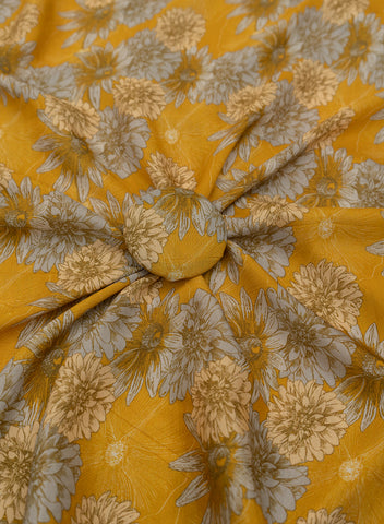 (Pre Cut 1.5-Meter) Pure Muslin Mustad Color Floral Digital Print Fabric.