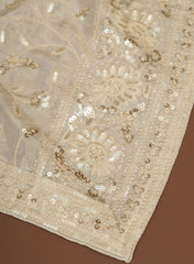 Pure Tissue Dyeable Floral Sequins Embroidery Dupatta