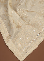 Pure Tissue Dyeable Floral Sequins Embroidery Dupatta