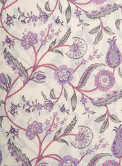 Pure Cotton Cambric Mix And Match Off-White And Purple Color Block Print Fabric.