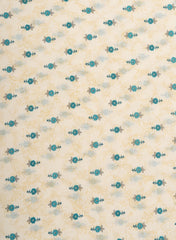 Pure Cotton Cambric Mix And Match Off-White And Blue Color Block Print Fabric.
