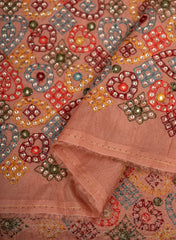 Pure Dola Silk Mauve Sequins With Resham Embroidery Fabric