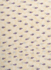 (Pre Cut- 2 Meter) Pure Cotton Cambric Off-White And Purple Color Block Print Fabric.