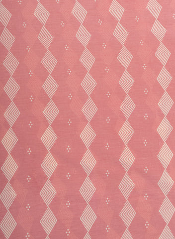 (Pre Cut -1 Meter) Cotton Mulmul Light Pink Color Geometrical Pattern Natural Print Fabric.