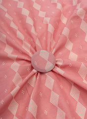 Cotton Mulmul Light Pink Color Geometrical Pattern Natural Print Fabric.