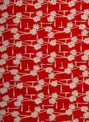 Cotton Mulmul Shades Of Red Color Floral Pattern Natural Print Fabric.