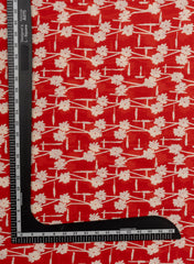 Cotton Mulmul Shades Of Red Color Floral Pattern Natural Print Fabric.