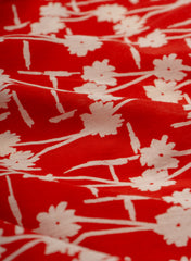 Cotton Mulmul Shades Of Red Color Floral Pattern Natural Print Fabric.