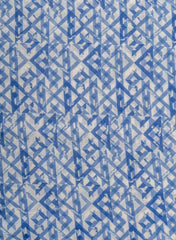 (Pre Cut-1.5 Meter) Cotton Mulmul Indigo Color Geometrical Pattern Natural Print Fabric.
