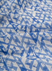 (Pre Cut-1.5 Meter) Cotton Mulmul Indigo Color Geometrical Pattern Natural Print Fabric.