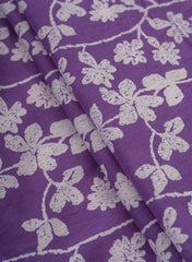 Cotton Mulmul purple Color Floral Pattern Natural Print Fabric.