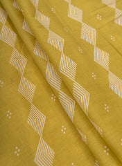 Cotton Mulmul Mustad Color Geometrical Pattern Natural Print Fabric.