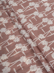 Cotton Mulmul Beige Color Floral Pattern Natural Print Fabric.