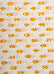 Pure Cotton Cambric Mix And Match Off-White And Yellow Color Block Print Fabric With Foil.
