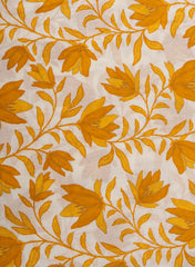 Pure Cotton Cambric Mix And Match Off-White And Yellow Color Block Print Fabric With Foil.
