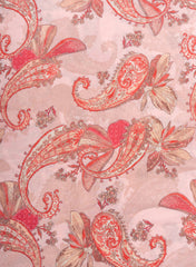 Pure Cotton Cambric Light Pink Color Paisley Pattern Screen Print Fabric Big Panna