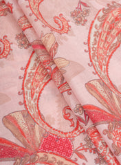Pure Cotton Cambric Light Pink Color Paisley Pattern Screen Print Fabric Big Panna
