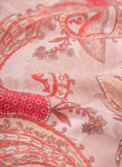 Pure Cotton Cambric Light Pink Color Paisley Pattern Screen Print Fabric Big Panna