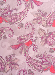 Pure Cotton Cambric Lavender Color Paisley Pattern Screen Print Fabric Big Panna