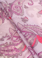 Pure Cotton Cambric Lavender Color Paisley Pattern Screen Print Fabric Big Panna